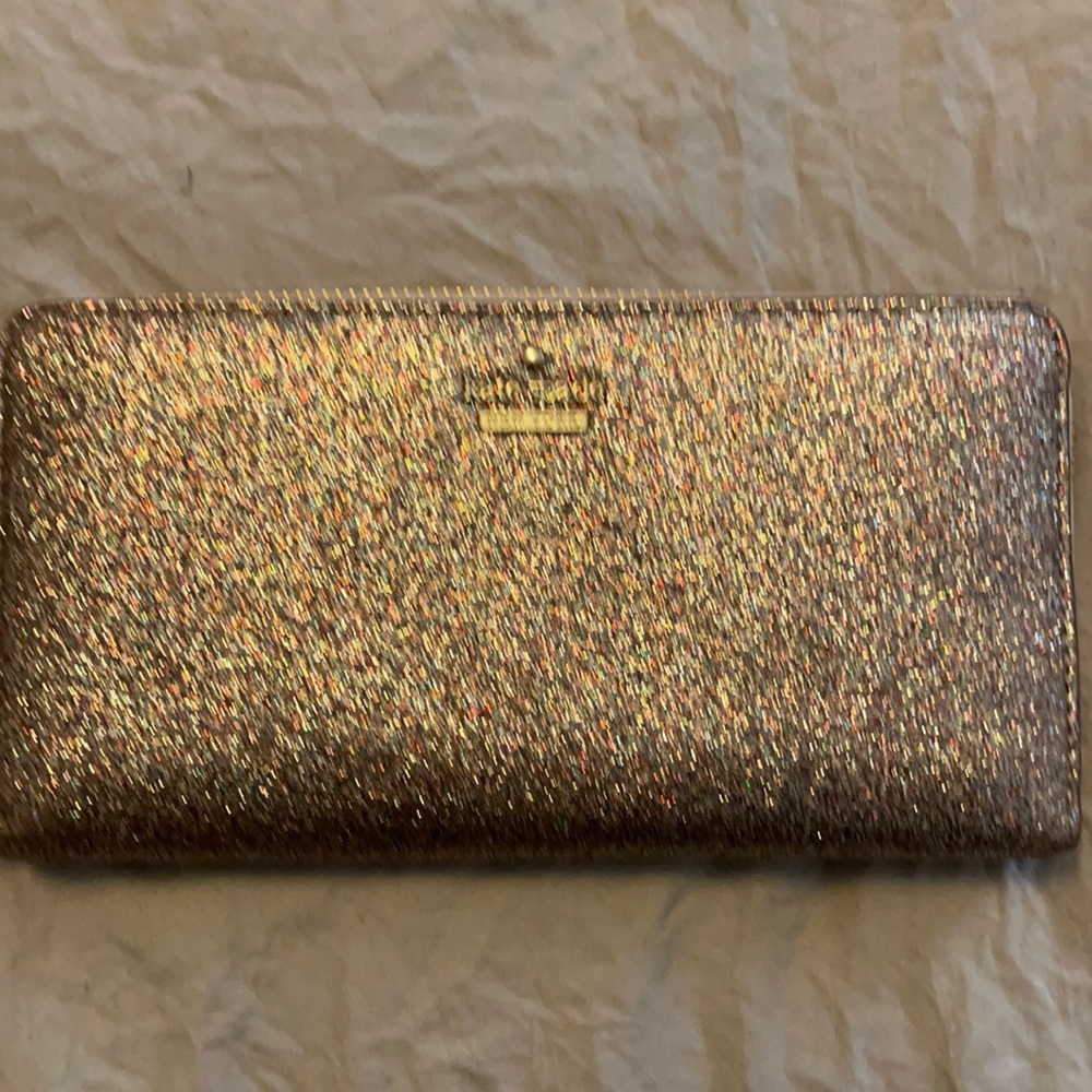 Kate Spade Rose Gold Sparkle zip wallet